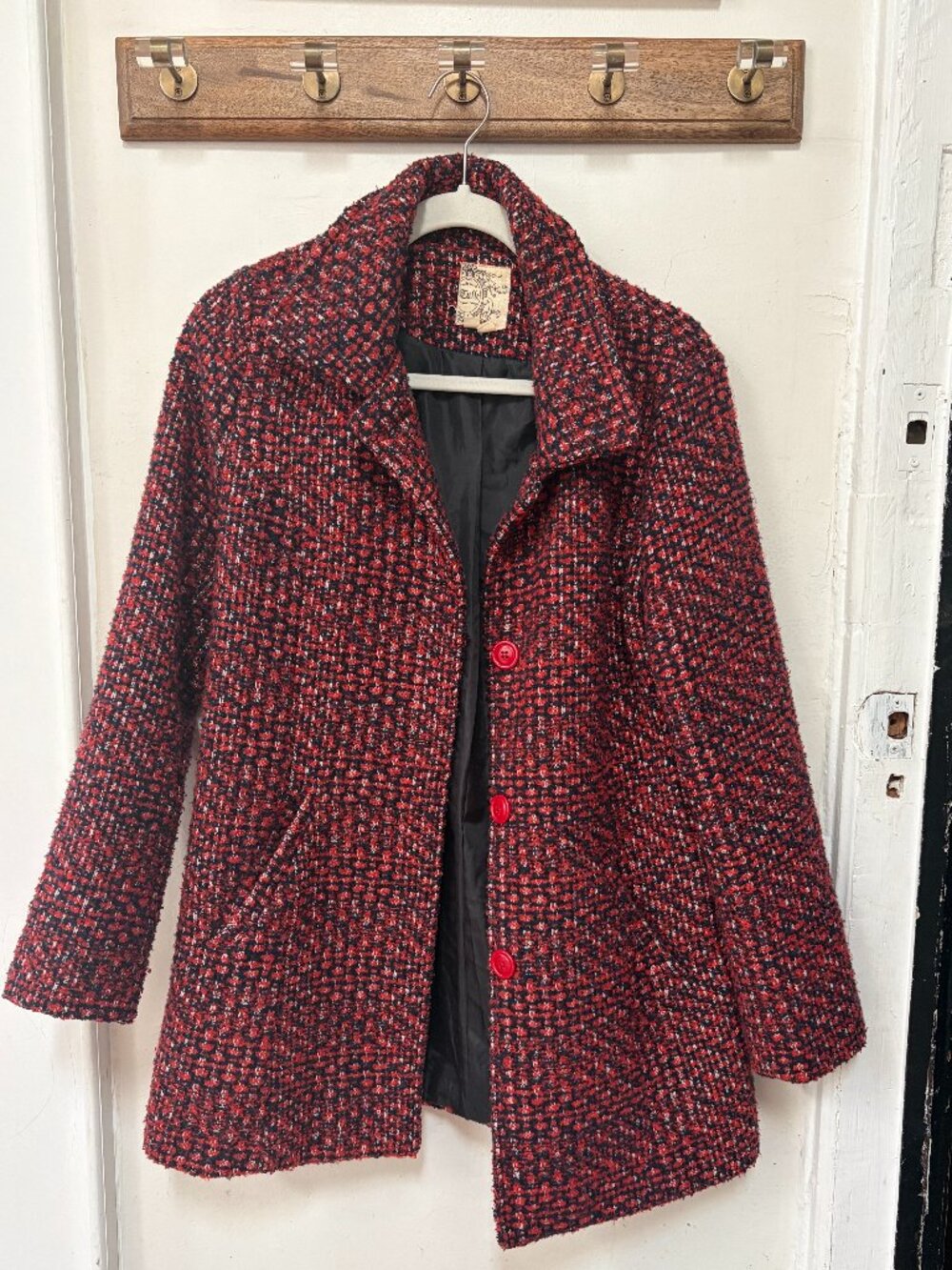 TULLE Tweed Fall Peacoat | Womens M | Blue and Burnt Orange
